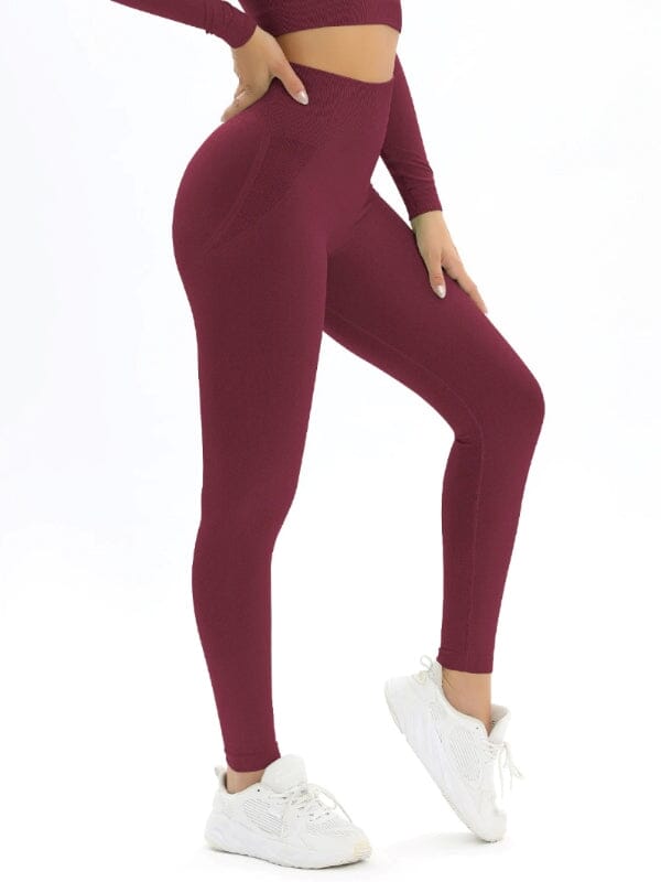 Legging Sport Taille Haute Push Up Leggings Ultime Legging : Legging Femme | Vêtements de Sport S Bordeaux 