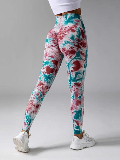 Legging Sport Taille Haute Tie Dye (Push Up) Leggings Ultime Legging S Bleu/Rouge 