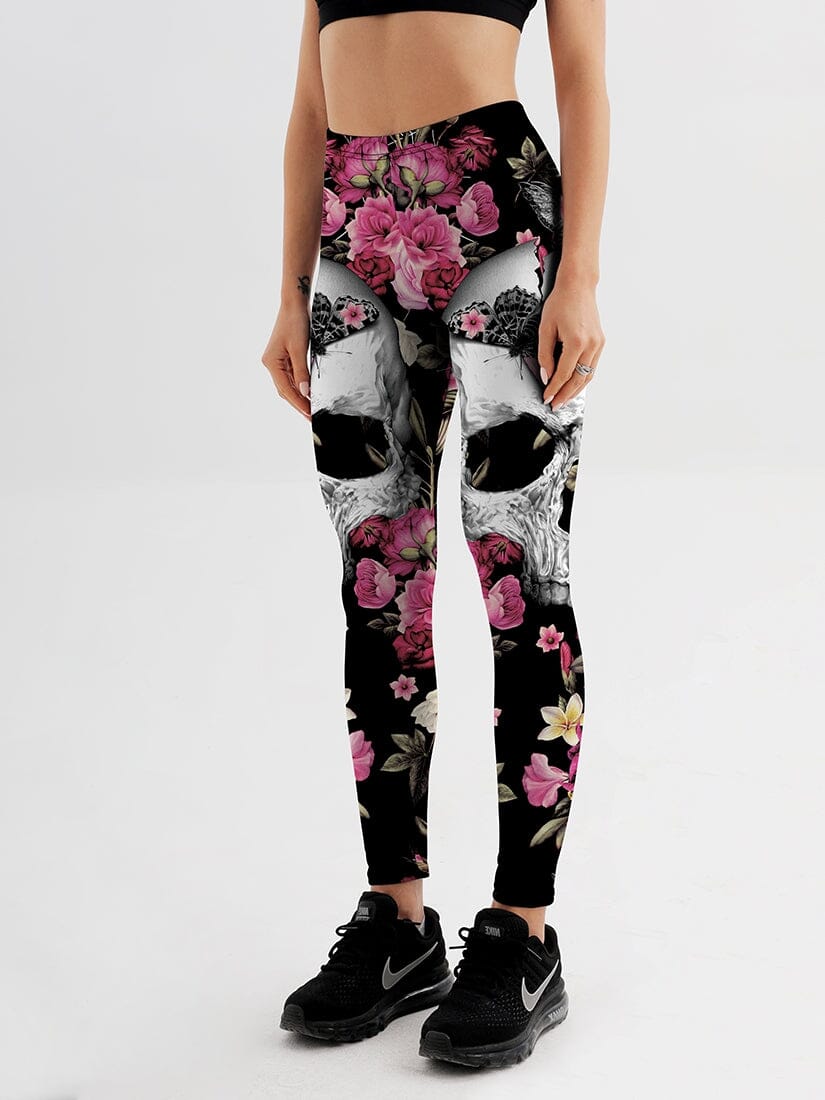 Legging Tête de Mort et Fleurs Leggings Ultime Legging 
