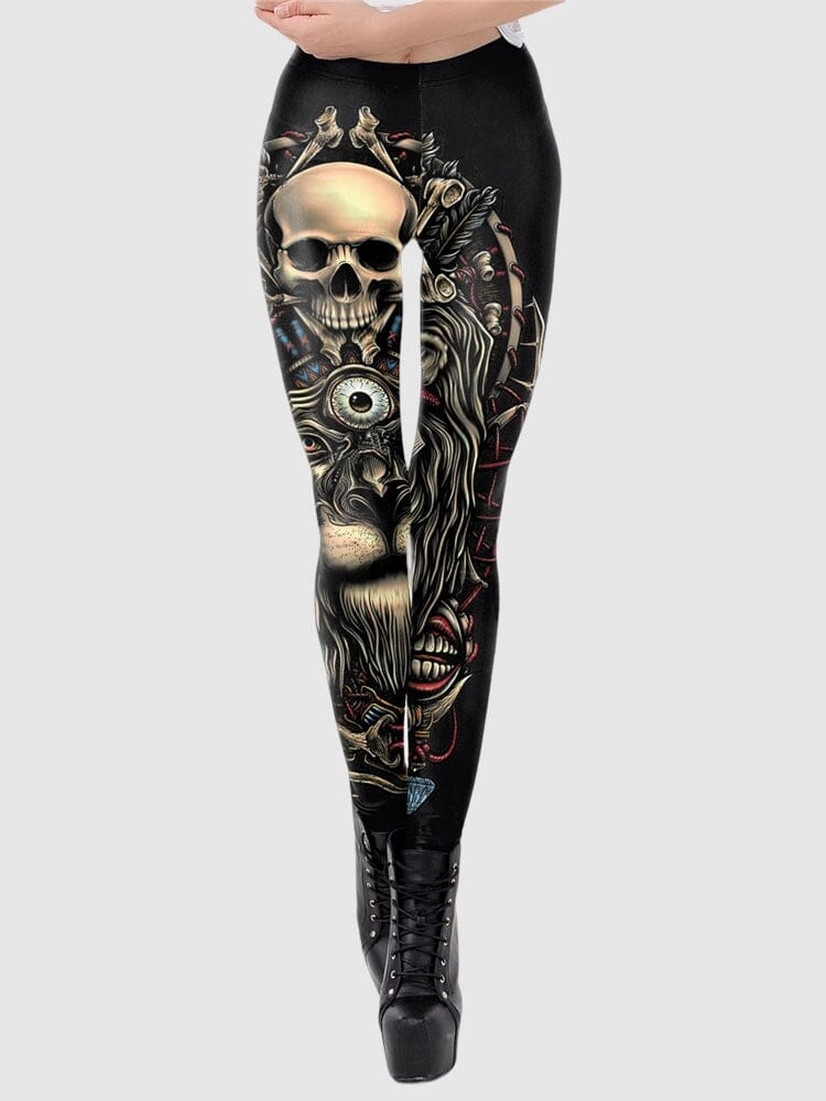 Legging Tête de Mort et Lion Leggings Ultime Legging S Or 