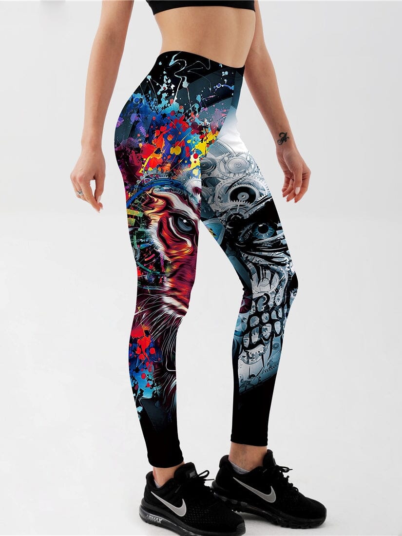 Legging Tête de Mort et Tigre Leggings Ultime Legging S 