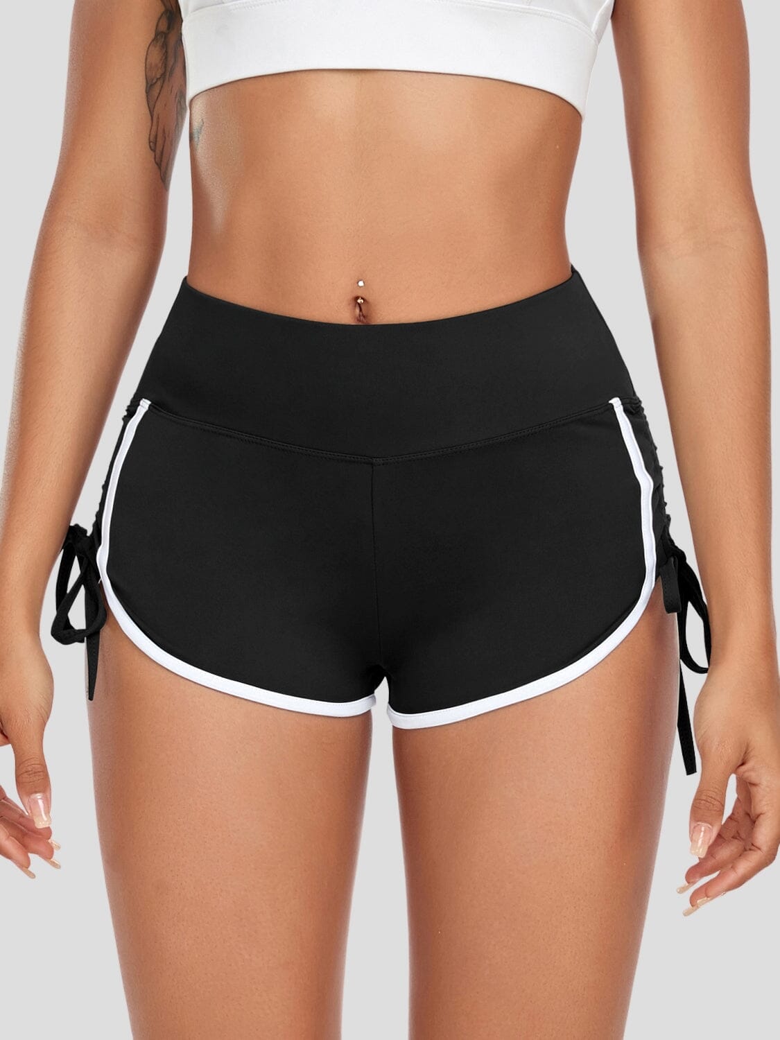 Mini Short de Sport Femme Taille Haute avec Poches Push Up Éte Bas de  Maillot Plage pour Fitness Yoga Gym - Noir Noir - Cdiscount Prêt-à-Porter