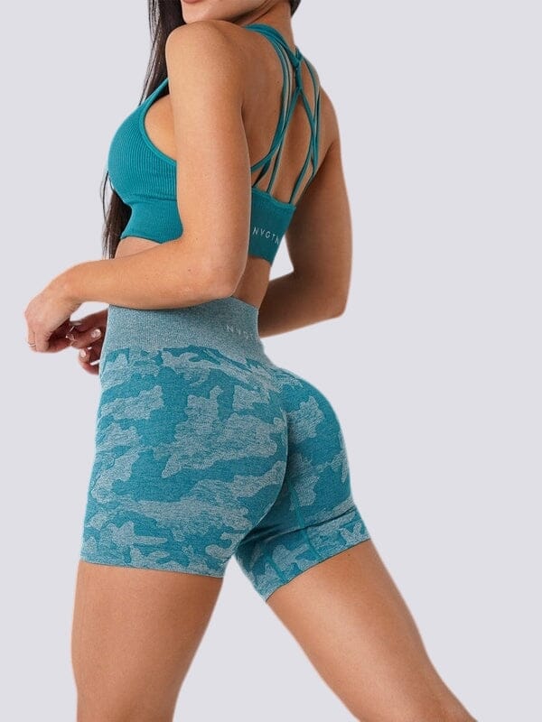 Short Sport Camouflage Sans Couture Shorts Ultime Legging XS Vert 