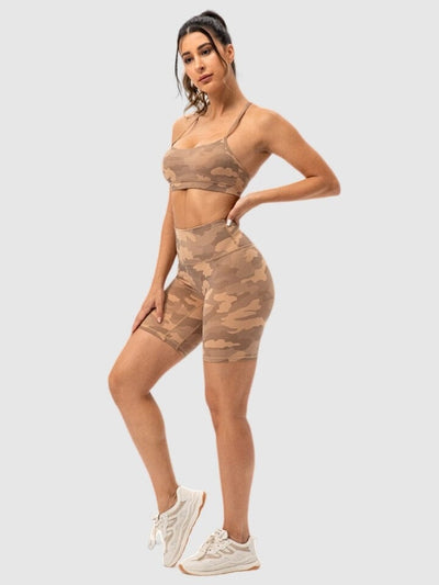 Short Sport Camouflage Taille Haute Shorts Ultime Legging : Legging Femme | Vêtements de Sport 