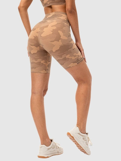 Short Sport Camouflage Taille Haute Shorts Ultime Legging : Legging Femme | Vêtements de Sport S Beige 