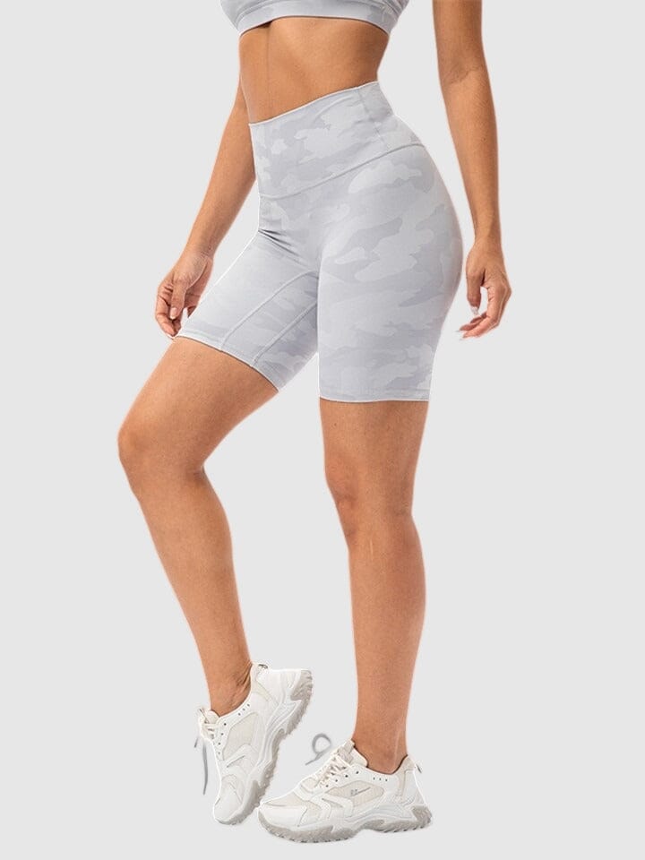 Short Sport Camouflage Taille Haute Shorts Ultime Legging : Legging Femme | Vêtements de Sport S Blanc neige 
