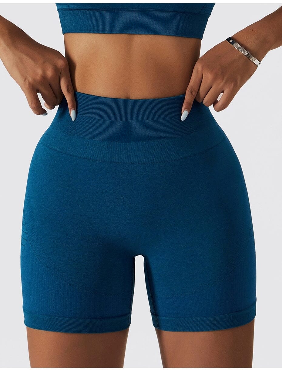Short Sport Court Taille Haute (Sans Couture) Shorts Ultime Legging S Bleu 