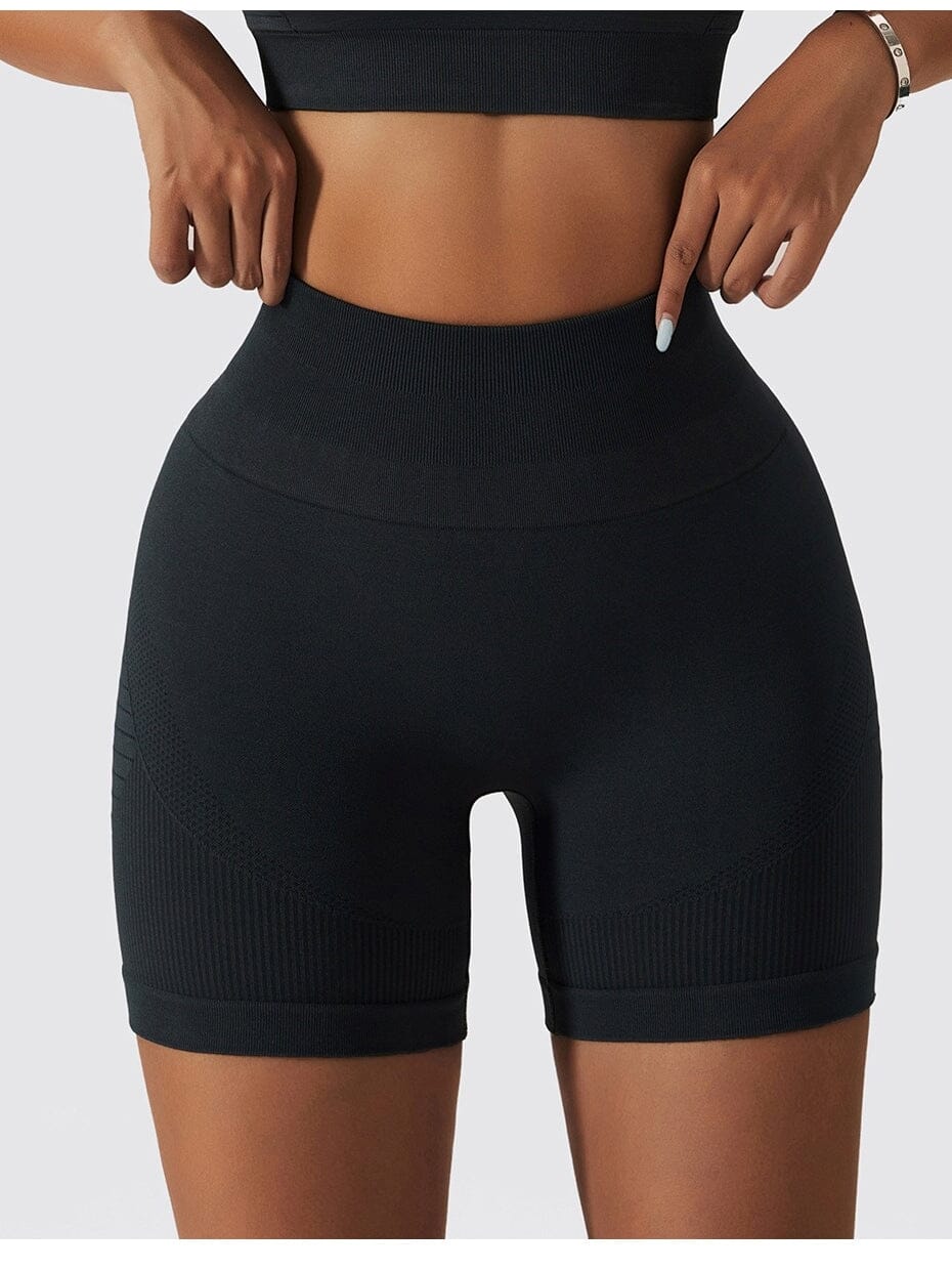 Short Sport Court Taille Haute (Sans Couture) Shorts Ultime Legging S Noir 