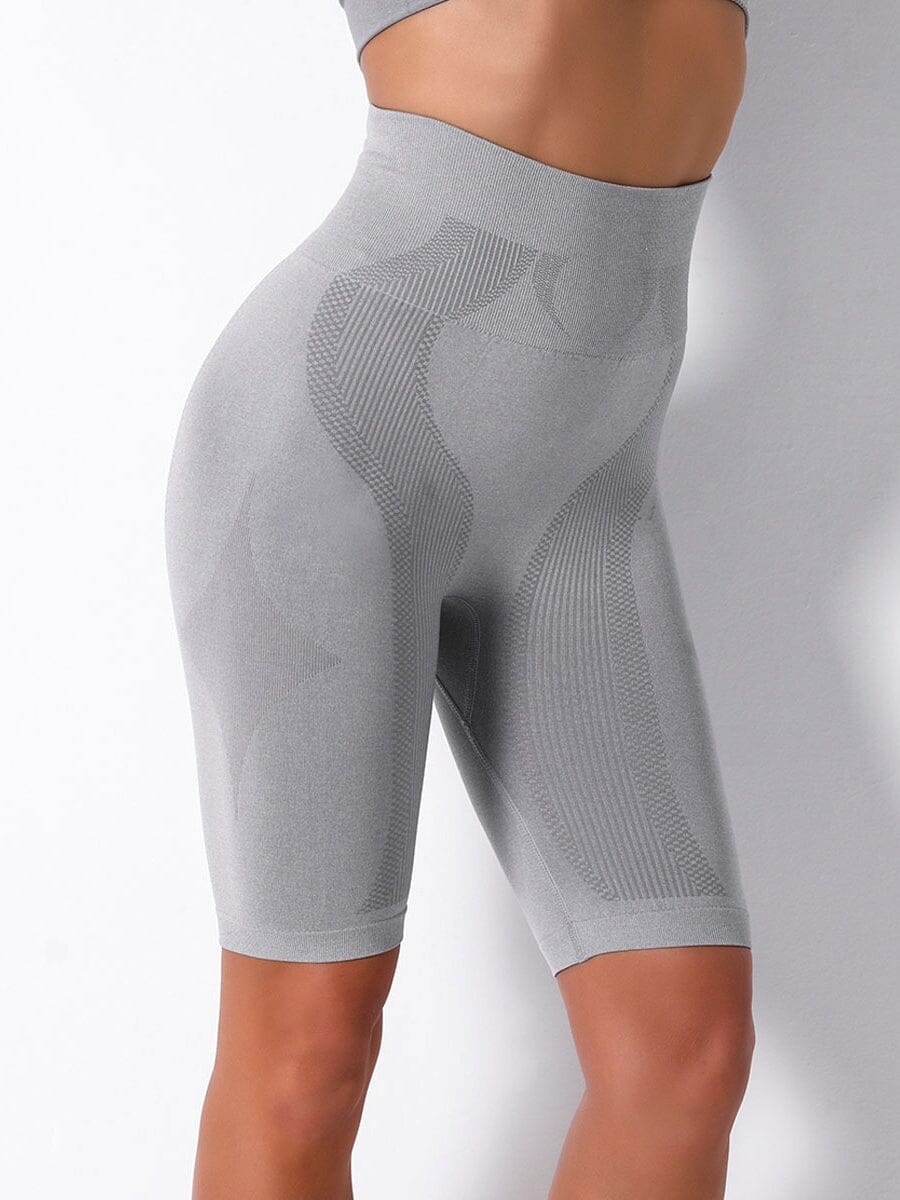 Short Sport Long Sans Couture KindyFit Shorts Ultime Legging : Legging Femme | Vêtements de Sport S Gris 
