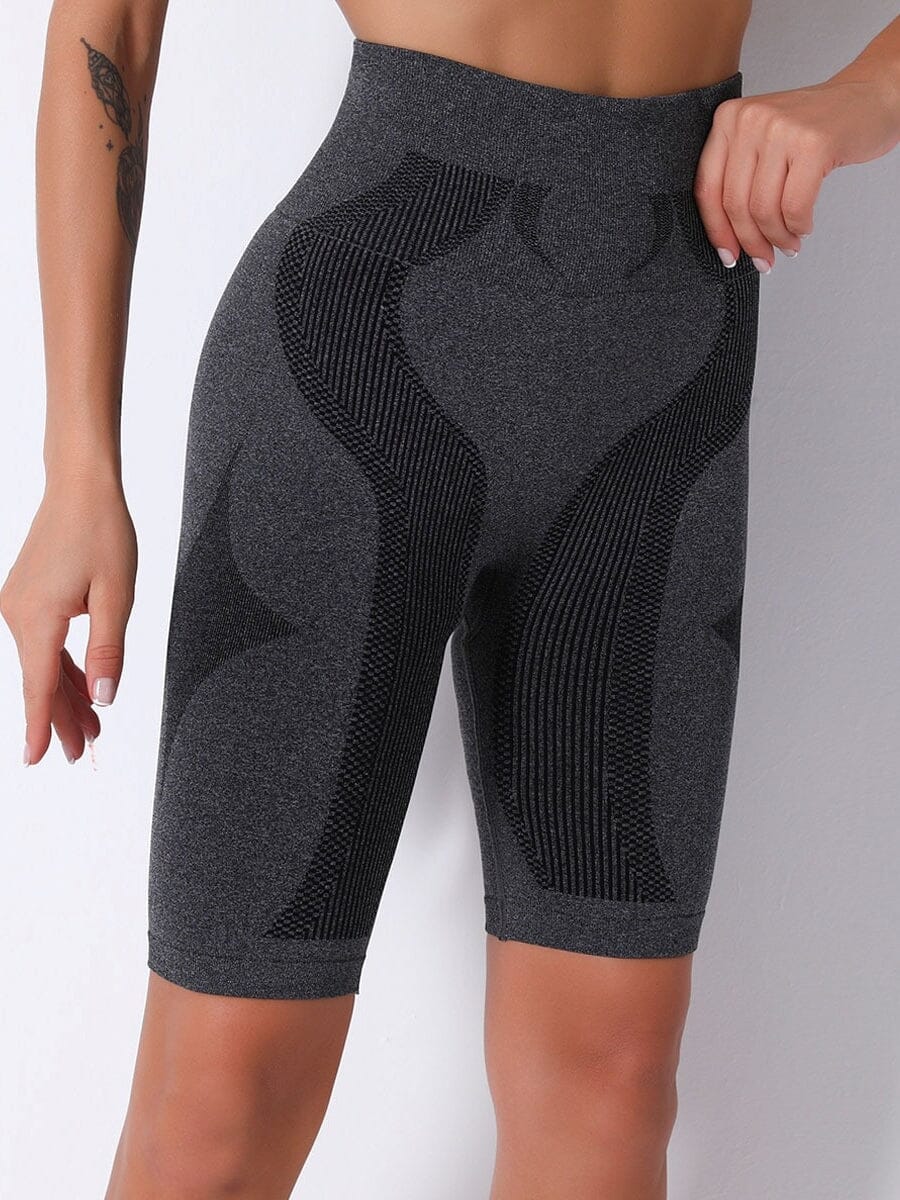Short Sport Long Sans Couture KindyFit Shorts Ultime Legging : Legging Femme | Vêtements de Sport S Noir 