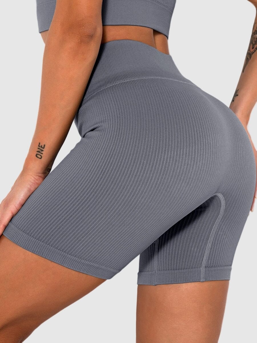 Short Sport Sans Couture Côtelé Shorts Ultime Legging : Legging Femme | Vêtements de Sport S Gris 