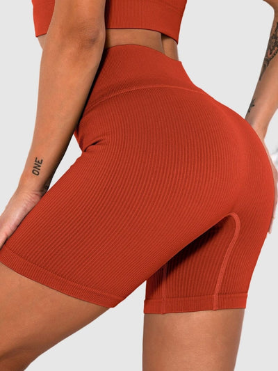 Short Sport Sans Couture Côtelé Shorts Ultime Legging : Legging Femme | Vêtements de Sport S Rouge 