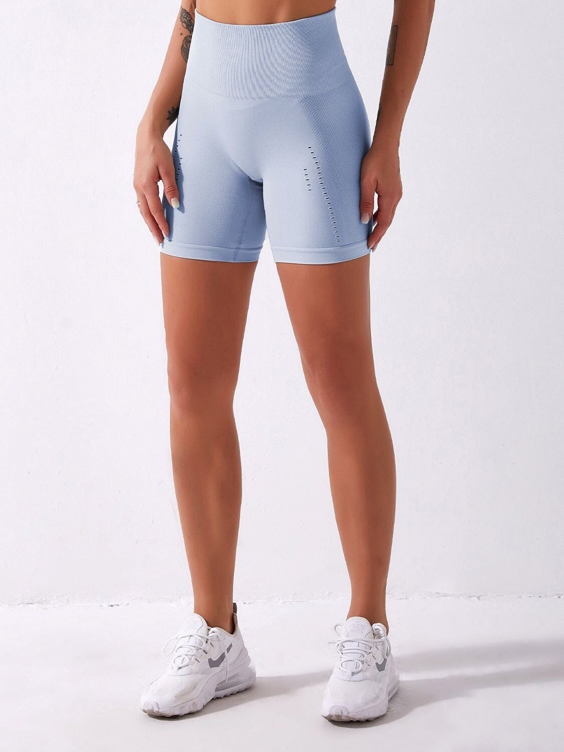 Short Sport Taille Haute Sans Couture Shorts Ultime Legging : Legging Femme | Vêtements de Sport S Bleu ciel 
