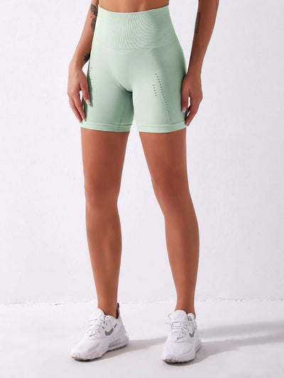 Short Sport Taille Haute Sans Couture Shorts Ultime Legging : Legging Femme | Vêtements de Sport S Vert pastel 