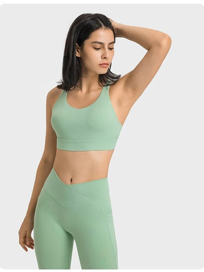 Soutien-Gorge Bretelles Fines Croisées Soutien-gorge sport Ultime Legging : Legging Femme | Vêtements de Sport XS Vert 