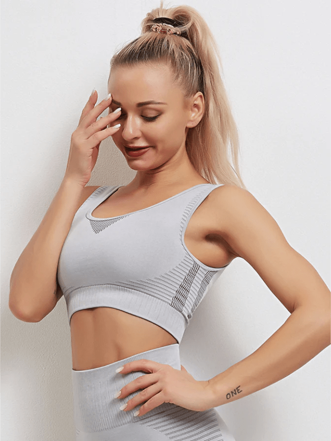 Soutien-Gorge Sport Respirant Sans Couture Soutien-gorge sport Ultime Legging : Legging Femme | Vêtements de Sport S Gris 