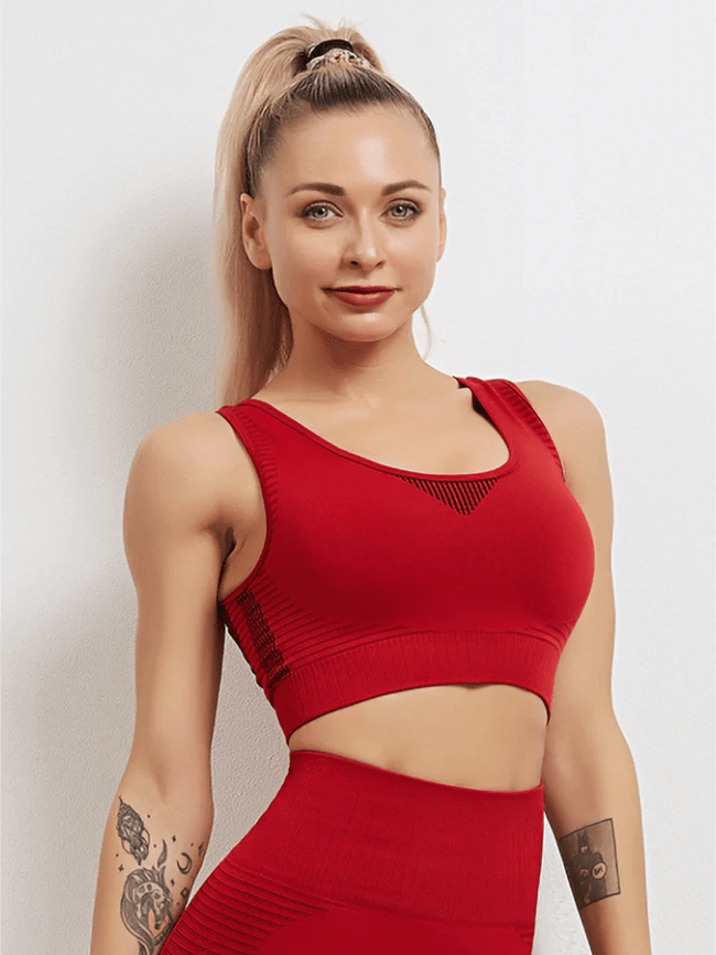 Soutien-Gorge Sport Respirant Sans Couture Soutien-gorge sport Ultime Legging : Legging Femme | Vêtements de Sport S Rouge 