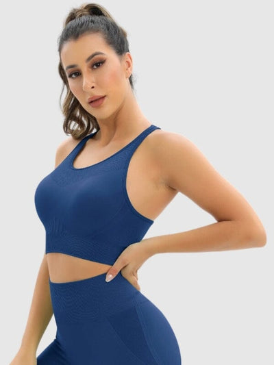 Soutien-Gorge Sport Sans Couture Dos Nageur Soutien-gorge sport Ultime Legging : Legging Femme | Vêtements de Sport S Bleu 