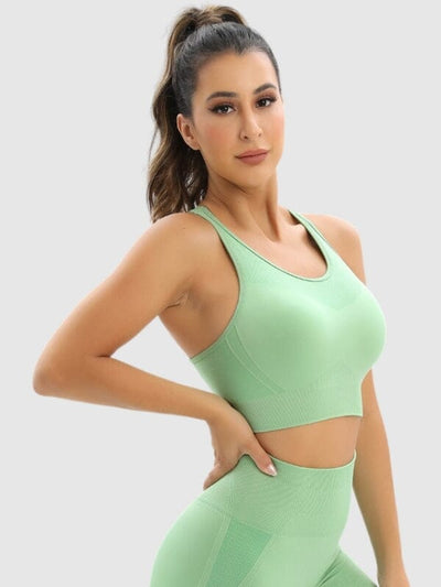 Soutien-Gorge Sport Sans Couture Dos Nageur Soutien-gorge sport Ultime Legging : Legging Femme | Vêtements de Sport S Vert 