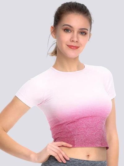 T-Shirt Sport Dégradé Manches Courtes T-Shirt Ultime Legging S Blanc/Rose 