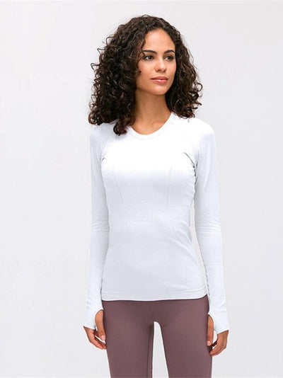 Tee-Shirt Manches Sport Longues Trou de Pouce T-Shirt Ultime Legging : Legging Femme | Vêtements de Sport XS Blanc 
