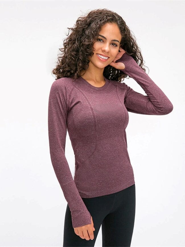 Tee-Shirt Manches Sport Longues Trou de Pouce T-Shirt Ultime Legging : Legging Femme | Vêtements de Sport XS Violet 